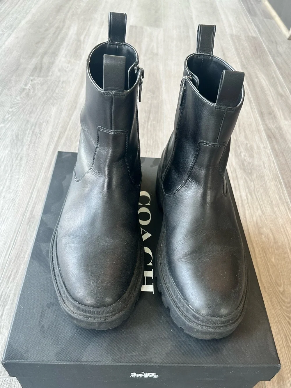 COACH Men's Black Leather CAIDEN BOOT